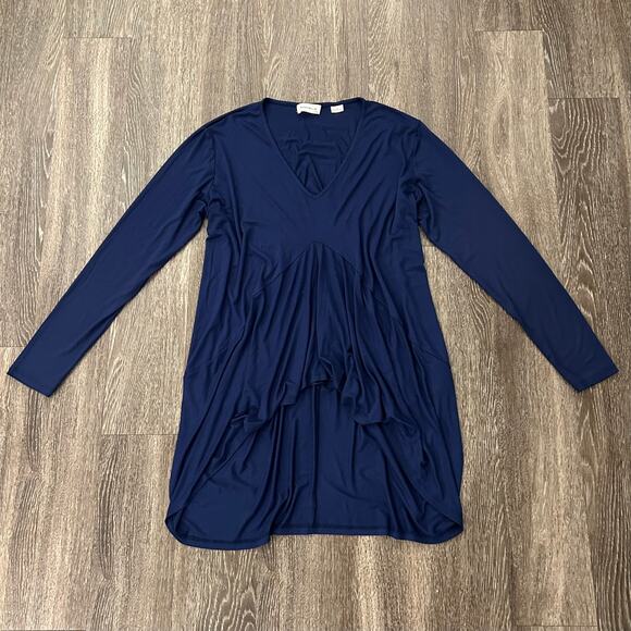EUC Marcella NYC Reade Top Dark Blue XXXL Draped Tunic Long Sleeve Minimalist - Picture 2 of 16